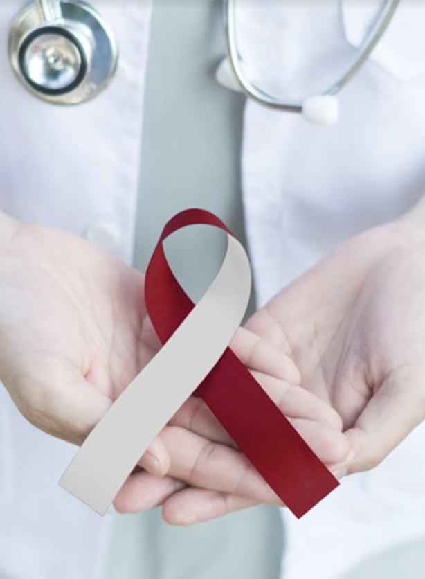 A ribbon signifying oral cancer awareness month