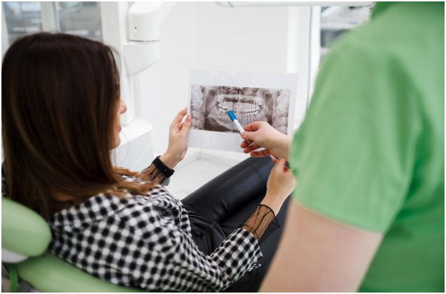 A patient having their root canal x-ray explained.
