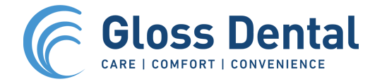 The Gloss Dental Logo with our 3C promise: Care, Comfort and Convenience